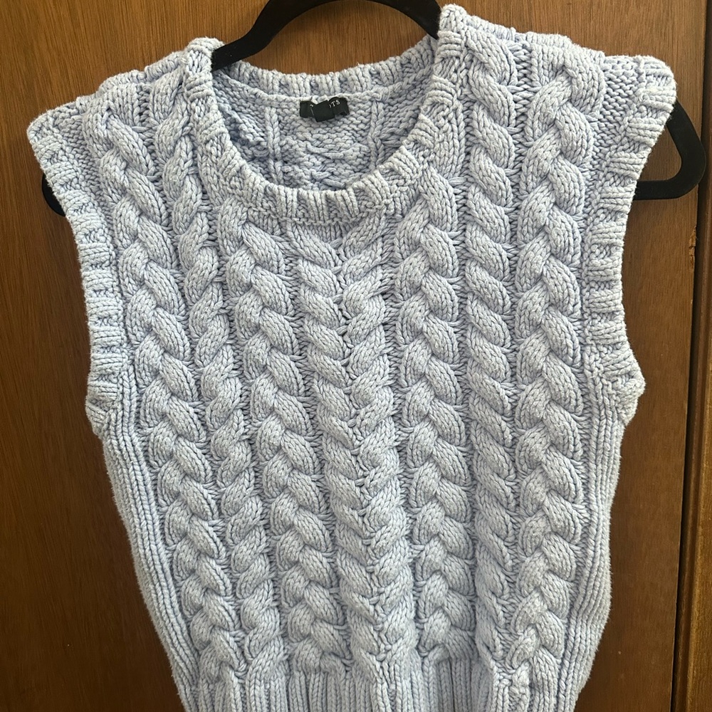 Talbots Petite Cable Knit Sweater vest in Light Blue